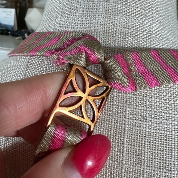 Trina Turk Silk Orange and Gold T Back Sleeves Blouse - Picture 11 of 12